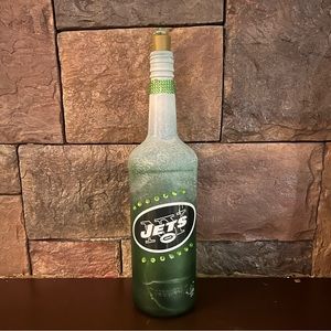 Handmade Upcycled Lighted NY Jets bottle bar decor